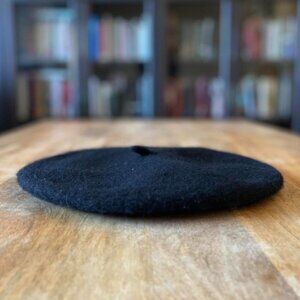 French Black Wool Beret